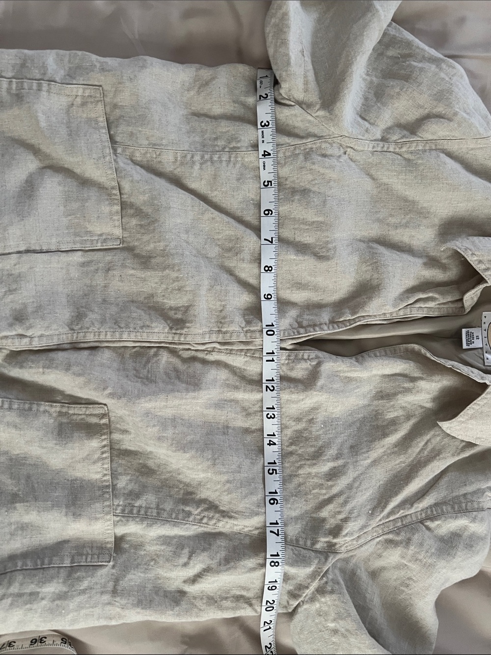 100% Linen Talbots Petites Open Front Jacket Blazer Natural Oatmeal Beige - Picture 6 of 7